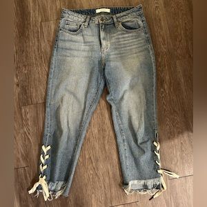 Laced-up, Frayed Jeans